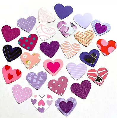 PINK & PURPLE HEARTS CARD MAKING CRAFT EMBELLISHMENTS LOVE HEARTS X 50 • £1.85