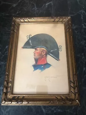 Antique Watercolour Napoleonic Soldier By French Artist Edmond Lajoux Signed • £195