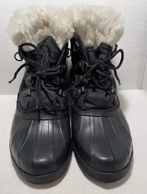 Eddie Bauer SOREL Woman’s Size 9/ Youth Size 7 Duck Boots Black • $19.95