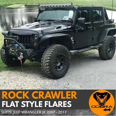 JEEP WRANGLER JK 07-17 FLAT STYLE FENDER FLARES / GUARD WHEEL ARCH BLACK 4 Door  • $589