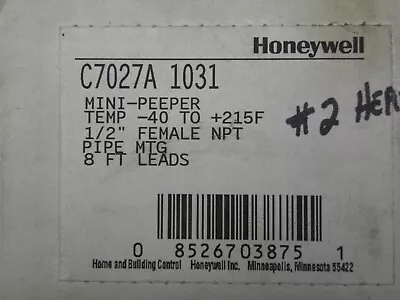 USED Honeywell C7027A 1031 Mini-Peeper Ultraviolet Flame Detector -40 To +215°F • $20