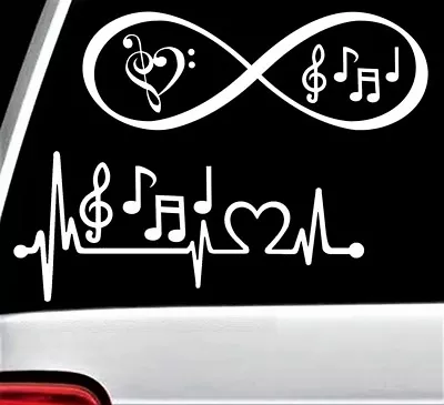 Music Notes Heartbeat Lifeline Infinity Decal Sticker Marching Band BG 187 • $7.18