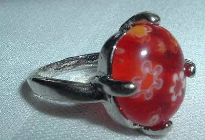 Vintage Murano Millefiori Red Glass Ring Size 6.5  • $27