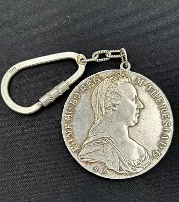 1780 Austria Maria Theresa .833 Sterling Silver Thaler Gulden Coin .800 Keychain • £96.51