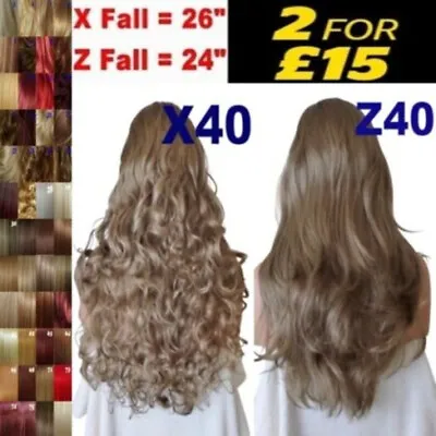 Half Wig 3/4 Wig Fall Clip In Hair Burgundy Brown Ash Blonde Wavy Curly • £9.99