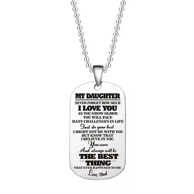 Stainless Steel Tag Necklace  From Dad To Daughter's  Love For Gifts • $9.45