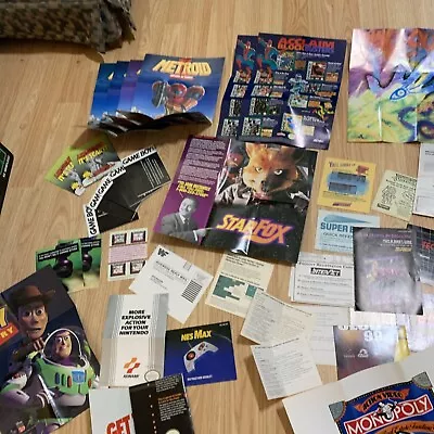 Lot Of Vintage Video Game Inserts Nintendo NES SNES N64 Game Boy Inserts Posters • $90