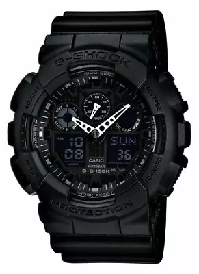 Casio Men's Watch G-Shock Black Resin Strap Anti-Magnetic Ana-Digital GA100-1A1 • $78.16