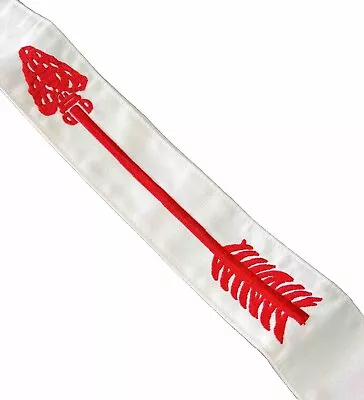 BSA Order Of The Arrow Ordeal Sash White Red Embroidered Arrow Length 74  SB-501 • $14.99