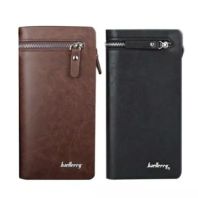Business Men Leather Wallet Zipper Card Holder Clutch Checkbook Phone Handbag US • $9.89