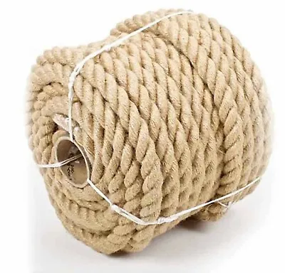 £0.99 • Buy 100% Natural Jute Hessian Rope Cord Three-Strand Twisted Boating Garden Gym UK