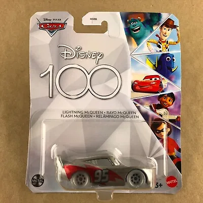 Disney 100th Anniversary Pixar Cars Lightning McQueen Silver 1:55 2023 Metal Car • $7.99