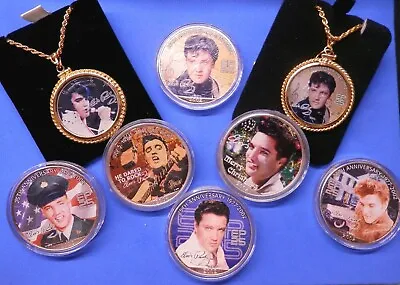 USA Elvis Presley Coins Coloured Silver Dollars Pendants Etc See Menu • $53.48