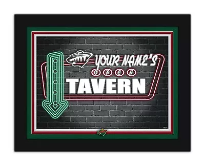 Minnesota Wild Personalized Framed Neon Tavern Print Sign 18x14 • $65.95