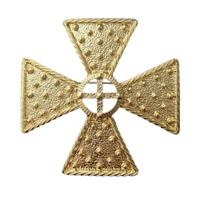 Gold Tone Maltese Cross Brooch Pin Studded Medieval Gothic 2.25” Large • $19.99