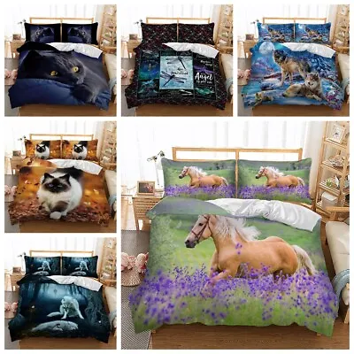 Animals Print Duvet Cover Bedding Set With Pillowcases Single Double King Size • £21.99