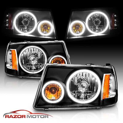 $172.53 • Buy [LED Halo] 01-11 For Ford Ranger Pickup Truck Black Headlights Head Lamps Pair