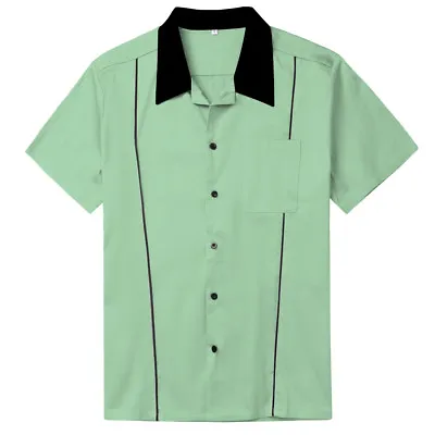 £19.07 • Buy Mens Shirts Plus Size Cotton Top Rockabilly Clothing Mint Green