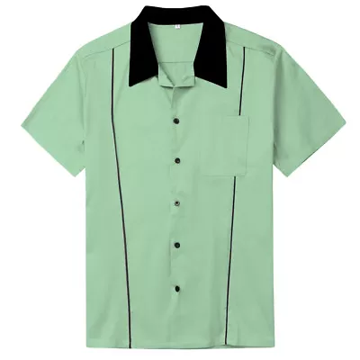 £19.07 • Buy Mens Shirts Plus Size Cotton Top Rockabilly Clothing Mint Green