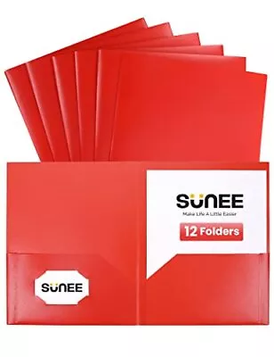 2 Pocket Folders 12 Pack Red Heavy-Duty Plastic Folders With Pockets Fit 8.5x... • $17.91