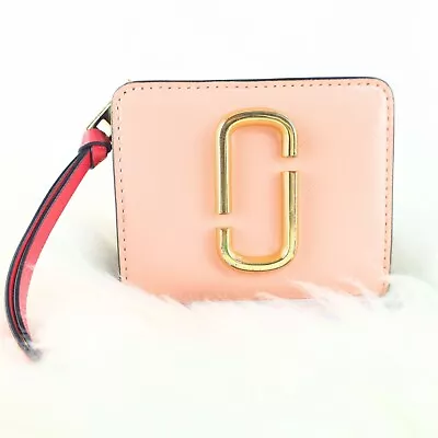 Marc Jacobs The Snapshot Compact Wallet Mono Blocked Peach Pink Plum Violet • $139