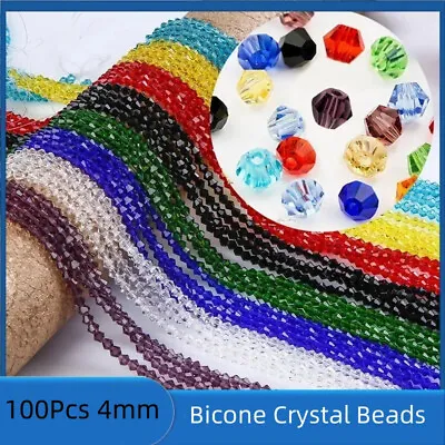 100Pcs4mm Multi Color Crystal Glass Loose Spacer Beads Making Bracelet Jewelry • $1.35