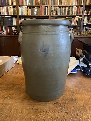 Antique Western PA Cobalt Stoneware 4 Gallon Crock • $99