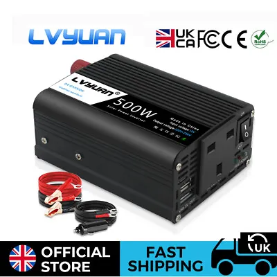 500W 1000W Power Inverter 12v To 230v Caravan Adapter Car Converter Trip Camp • £13.99