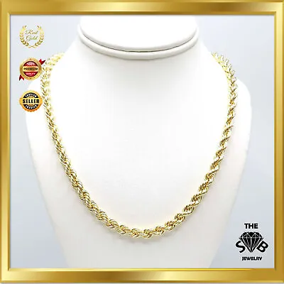 10K Yellow Gold 5mm Diamond Cut Rope Chain Italian Pendant Necklace 16  To 30  • $447.90