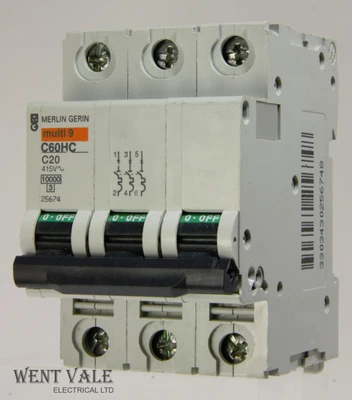 £42.55 • Buy Merlin Gerin Multi 9 - C60HC320 - 20a Type C Triple Pole MCB New