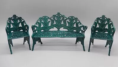 Vintage Susanne Russo Wrought Iron Garden Bench Set Dollhouse Miniature 1:12 • $249.99