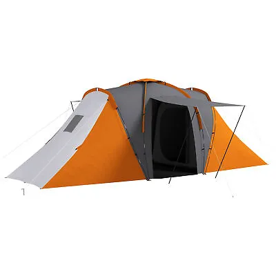 Outsunny 4-6 Man Camping Tent With 2 Bedroom And Living Area Grey And Orange • £104.99