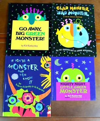 Lot 4 HB GO AWAY BIG GREEN MONSTER Ed Emberley Picture Books Glad Feelings L1 • $39.99