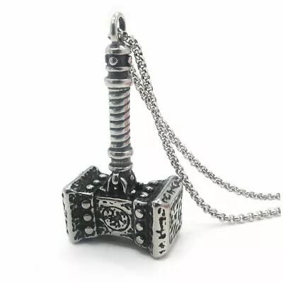 Mens Viking Thor's Hammer Necklace Pendant Mjolnir Odin Stainless Steel Gift • $7.99