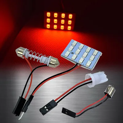 1x Red 12 LED Lamp Dome Roof Light Panel T10 Festoon BA9S Adapter W1 F • $9.99