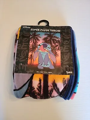 $50 • Buy Lilo & Stitch Super Plush Throw Blanket Disney Ohana Tongue Licking Beach Scene