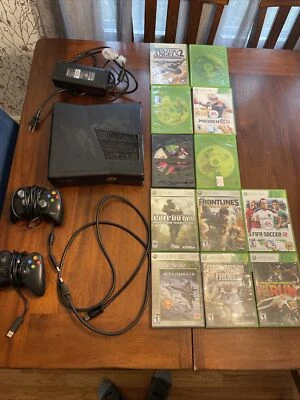$125 • Buy Microsoft Xbox 360 Console Model 1439 Black System 250GB Games + Controllers