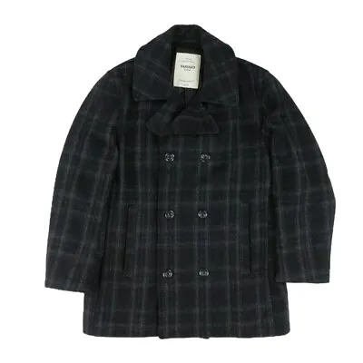 HARVARD (brand) - Men's Charcoal Gray Plaid Pea Coat (Approx. US S/M) • $54.99