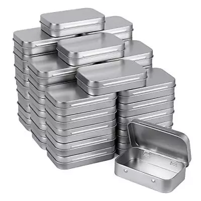 40 Pack Metal Rectangular Empty Hinged Tins Silver Mini Portable Box Containers • $28.88