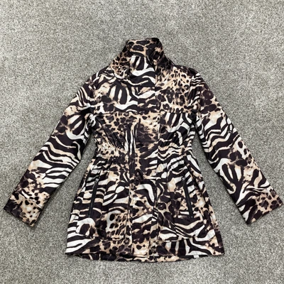 VINTAGE Puli Jacket Womens Extra Small XS Brown Tan Trench Coat Cheetah Leopard • $19.99