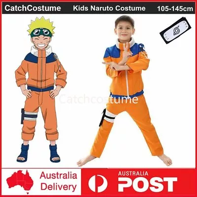 Kids Anime Naruto Shippuden Uzumaki Naruto Cosplay Costume Boys Book Week Suit • £35.86