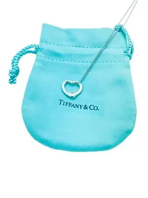 Tiffany & Co. Sterling Elsa Peretti Small Open Heart Necklace 16  - Pouch • $149.99