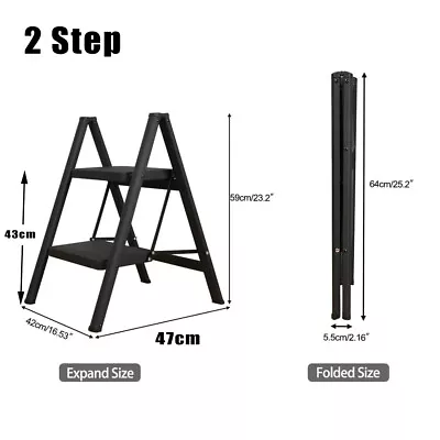 2 3 Step Ladder Safety Non Slip Mat Tread Foldable Kitchen Home Multi-Function • £22.77