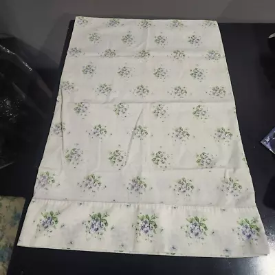 Vtg Martex Pillow Case STANDARD WHITE And Purple Floral COTTAGE CORE PERCALE • $14.45