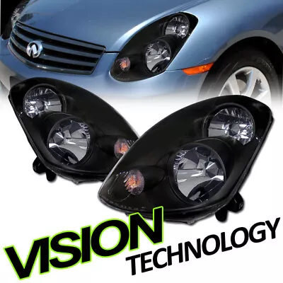 For 03-04 Infiniti G35 4D 4Dr Sedan JDM Blk Clear Lens Headlights Headlamps Lamp • $164