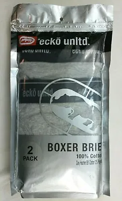 ECKO UNLTD Men's Boxer Briefs Small 2 Pack Grey Logo Combed Cotton New MSRP$18 • $11.95