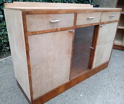 1930s Art Deco Limed Oak & Walnut Sideboard • £665