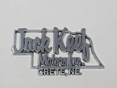 Vintage Jack Keef Motors Chevrolet NE Car Dealer Metal Nameplate Emblem Badge • $30