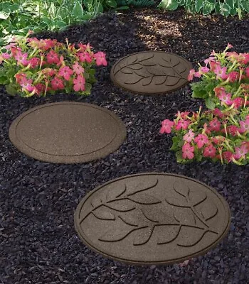 Reversible Leaves Stepping Stone Garden Recycled Rubber Step Stone • £12.99