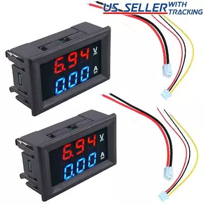 2pcs DC 100V 10A Voltmeter Ammeter LED Dual Volt Amp Meter Voltage Current Gauge • $7.69